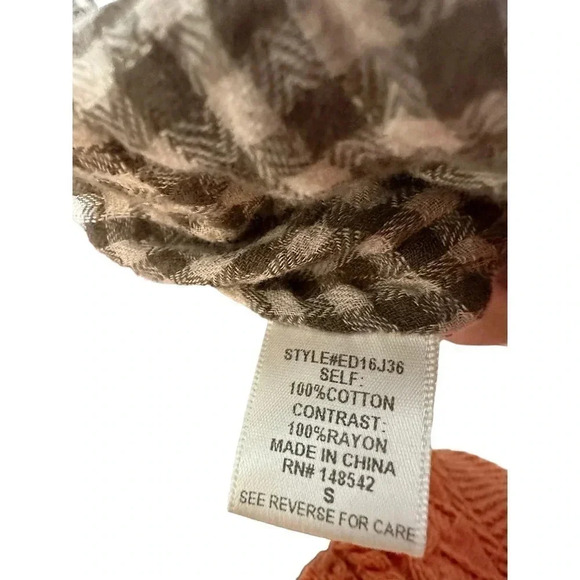 Aratta Silent Journey Women Long Sleeve Button Down Collared Plaid Shirt Size S - Picture 7 of 12